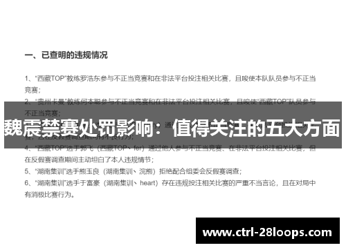 魏震禁赛处罚影响:值得关注的五大方面 魏震禁赛处罚影响:值得关注的五大方面